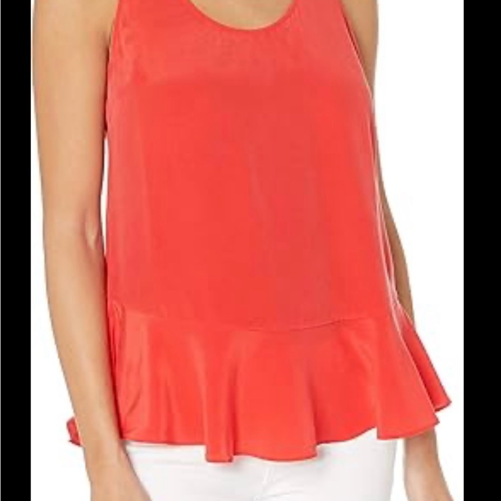 ANN TAYLOR size M woman Red Sleeveless Ruffle Hem Top